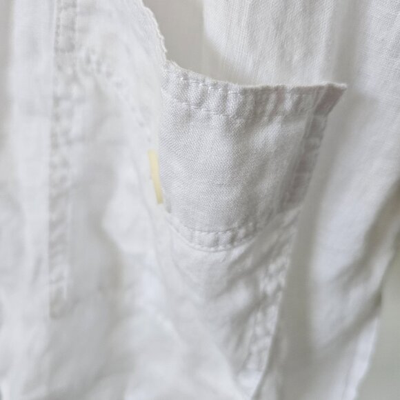 Kalkanci White Linen Button-Up Shirt w/Waist Pockets - Picture 6 of 7